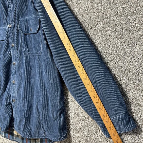 Club Room XXL Blue Corduroy Shirt With Plaid Fleece Lining Button-Up Long Sleeve - Picture 6 of 9